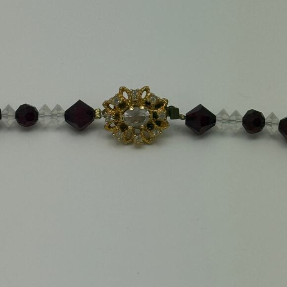 Fashion Red Gold Clear Beaded Necklace - Picture 3 of 6